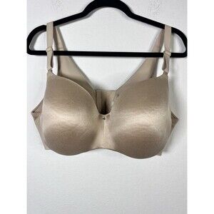 Cacique Back Smoother Lightly Lined Underwire Bra Size 40DDD Tan Nude Satin